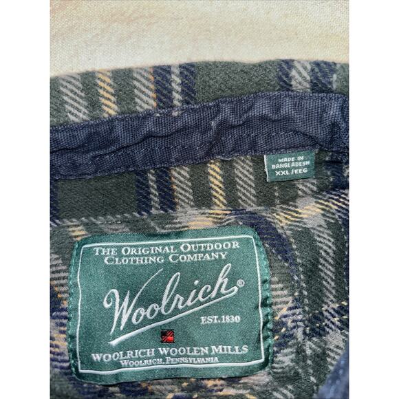 Woolrich Men’s Plaid Outdoors Woodsy 100% Cotton Green Navy Sz XXL - Picture 3 of 9